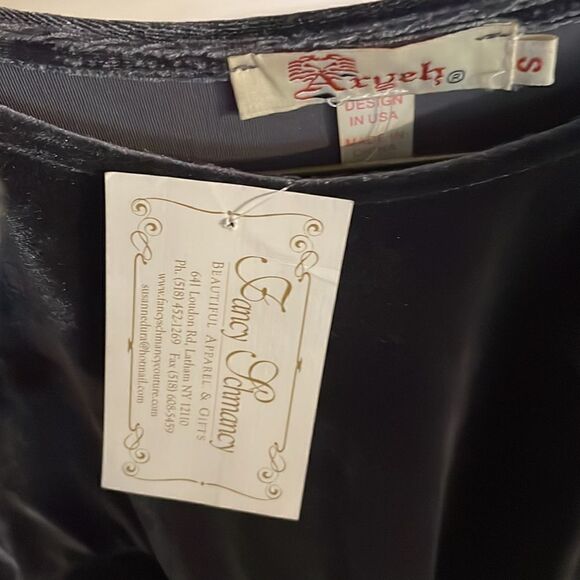 AXYEH BLUE TONES VELOUR BLOUSE.  NEW WITH TAGS - Picture 11 of 13